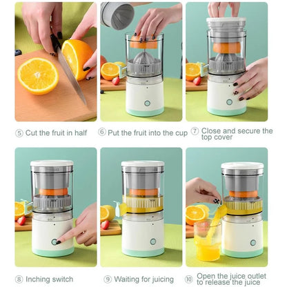 Rechargeable Electric Citrus Juicer – Portable USB Charging, Orange Lemon Grapefruit Squeezer with Cleaning Brush