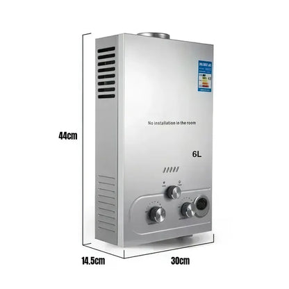 LPG Gas Water Heater 6L / 8L | Stainless Steel | Shower Kit | Camping & Home