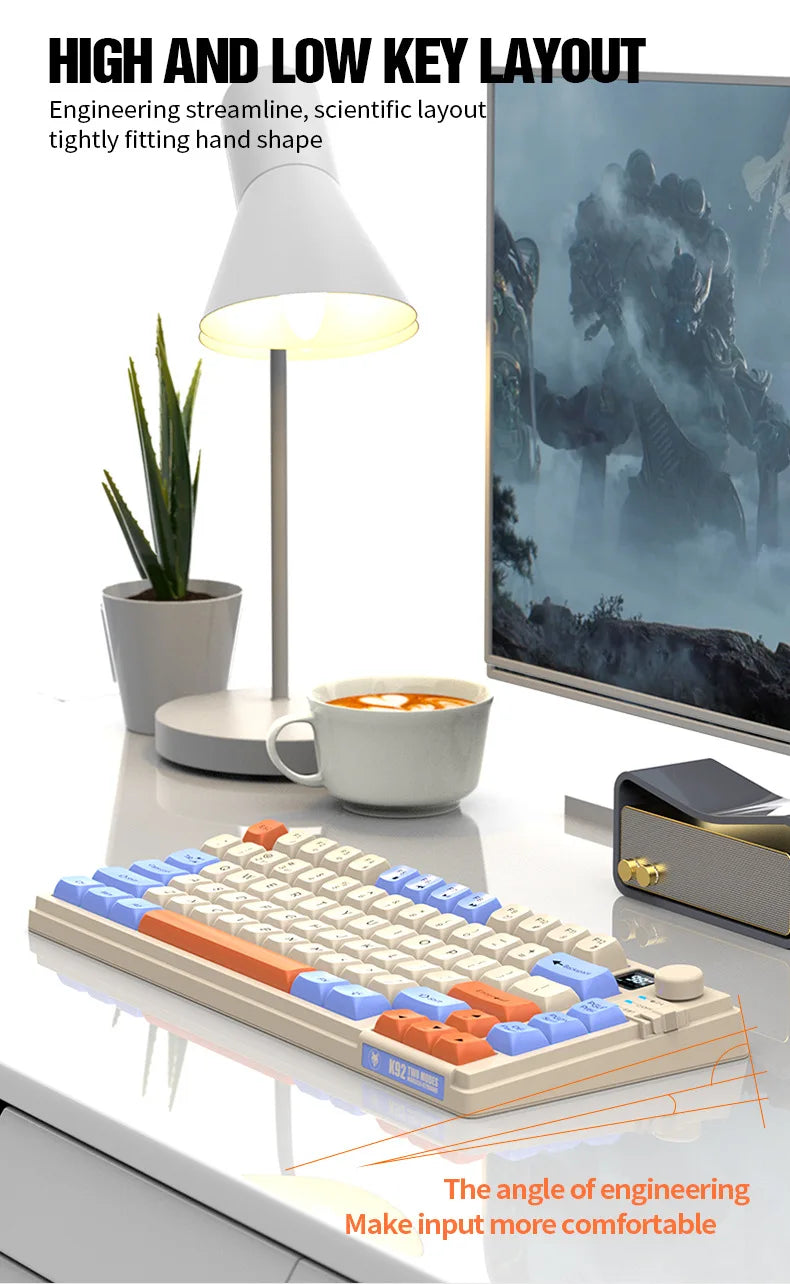 YQT K92 Wireless Keyboard & Mouse Set – 80% Layout, Bluetooth 2.4G, Multi-Language, Backlit, 2000mAh