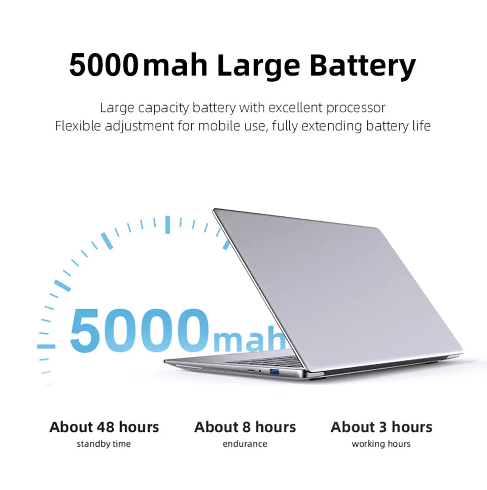Ultra Slim Windows 11 Laptop Computer 14.1" 12GB RAM 512GB 1TB SSD Intel A3950 Notebook Gamer 1920*1080 Office Study Computer PC