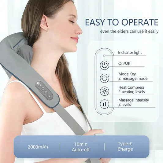 R.E.D. Shopping neck and shoulder massager providing deep tissue relief with ergonomic design for relaxation.