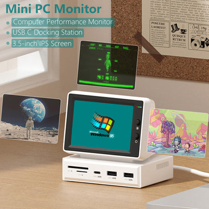 3.5" IPS Mini Screen with USB-C Hub – AIDA64 CPU/RAM Monitor for PC & MacBook