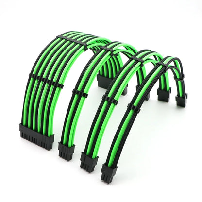Unyisi Sleeved ATX Power Extension Cable Kit – 24Pin, CPU 4+4Pin, GPU 6+2Pin, 30cm