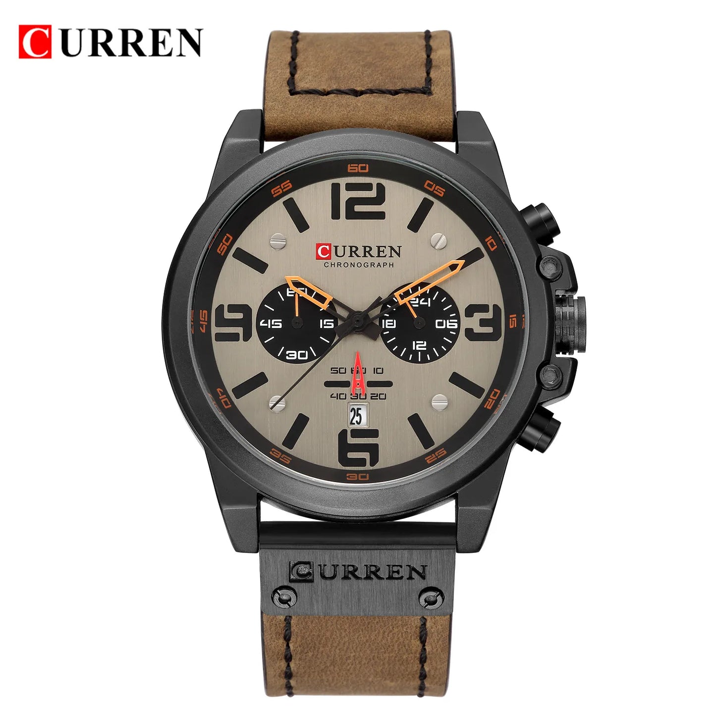 CURREN Men's Luxury Sport Chronograph Watch – Waterproof, Military, Genuine Leather, Quartz