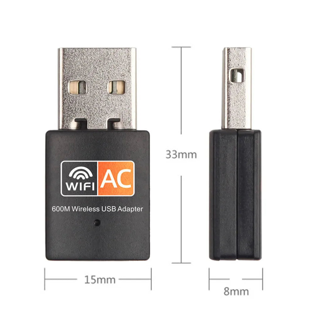 USB WiFi Adapter 600Mbps | Dual Band 2.4G+5G | AC600 Wireless Dongle for PC & Laptop | Windows & Mac