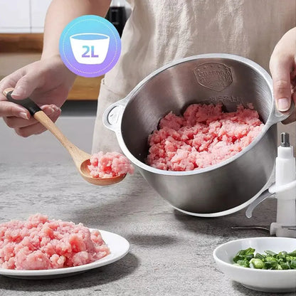 BioloMix 500W Electric Meat Grinder & Food Chopper – 2L Stainless Steel, 2 Speeds, Slicer | 110V / 220V