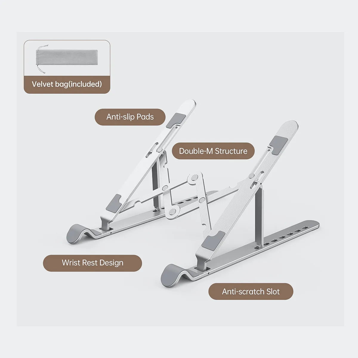 Orico Foldable Aluminum Laptop Stand – 7 Angles, MacBook & Tablets