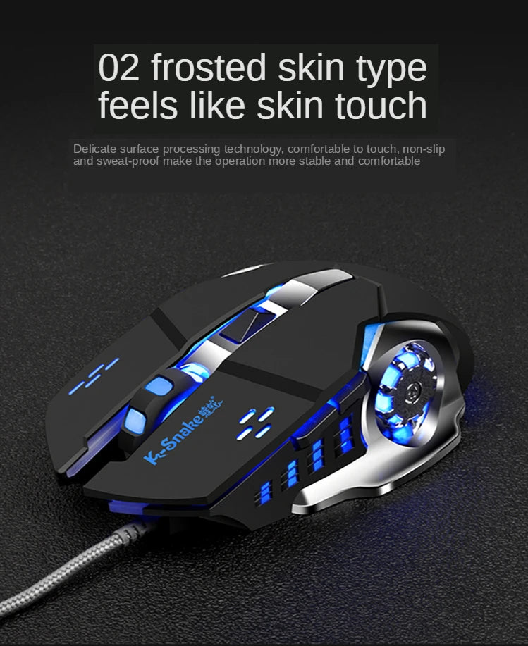 YTOM Viper Q5 Wired Gaming Mouse – 6 Buttons, 4-Grade DPI 1200–3200, Ambidextrous, CE Certified