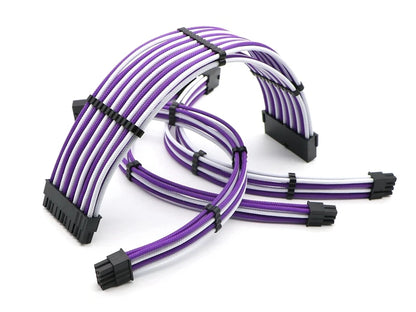 Unyisi Sleeved ATX Power Extension Cable Kit – 24Pin, CPU 4+4Pin, GPU 6+2Pin, 30cm