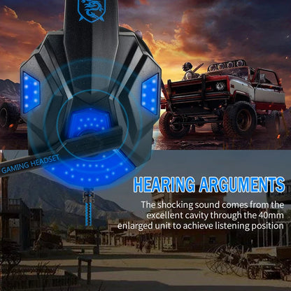 LED Gaming Headset with Microphone – Wired, Bass Stereo for PC, PS4, PS5 & Xbox