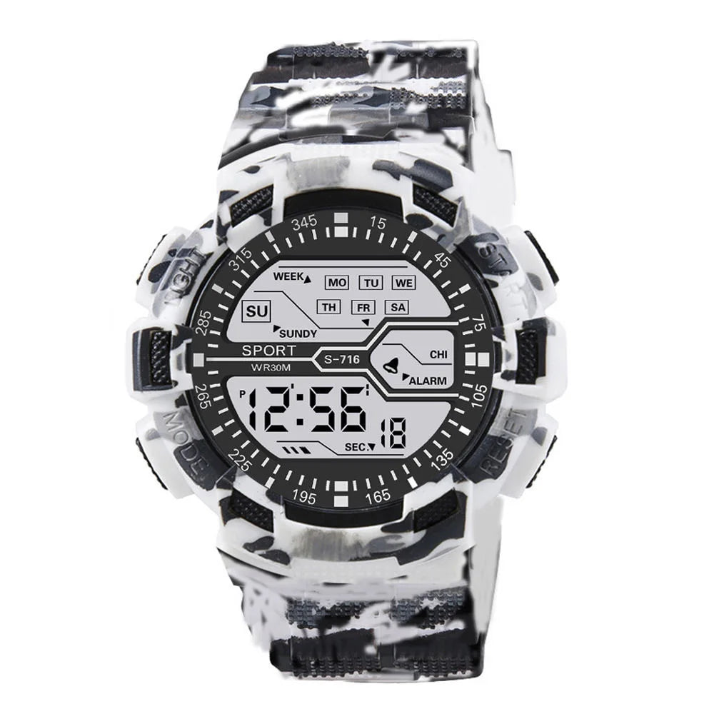 Men's Military Digital LED Sport Watch – Large Screen, Waterproof, Luminous Outdoor Wristwatch