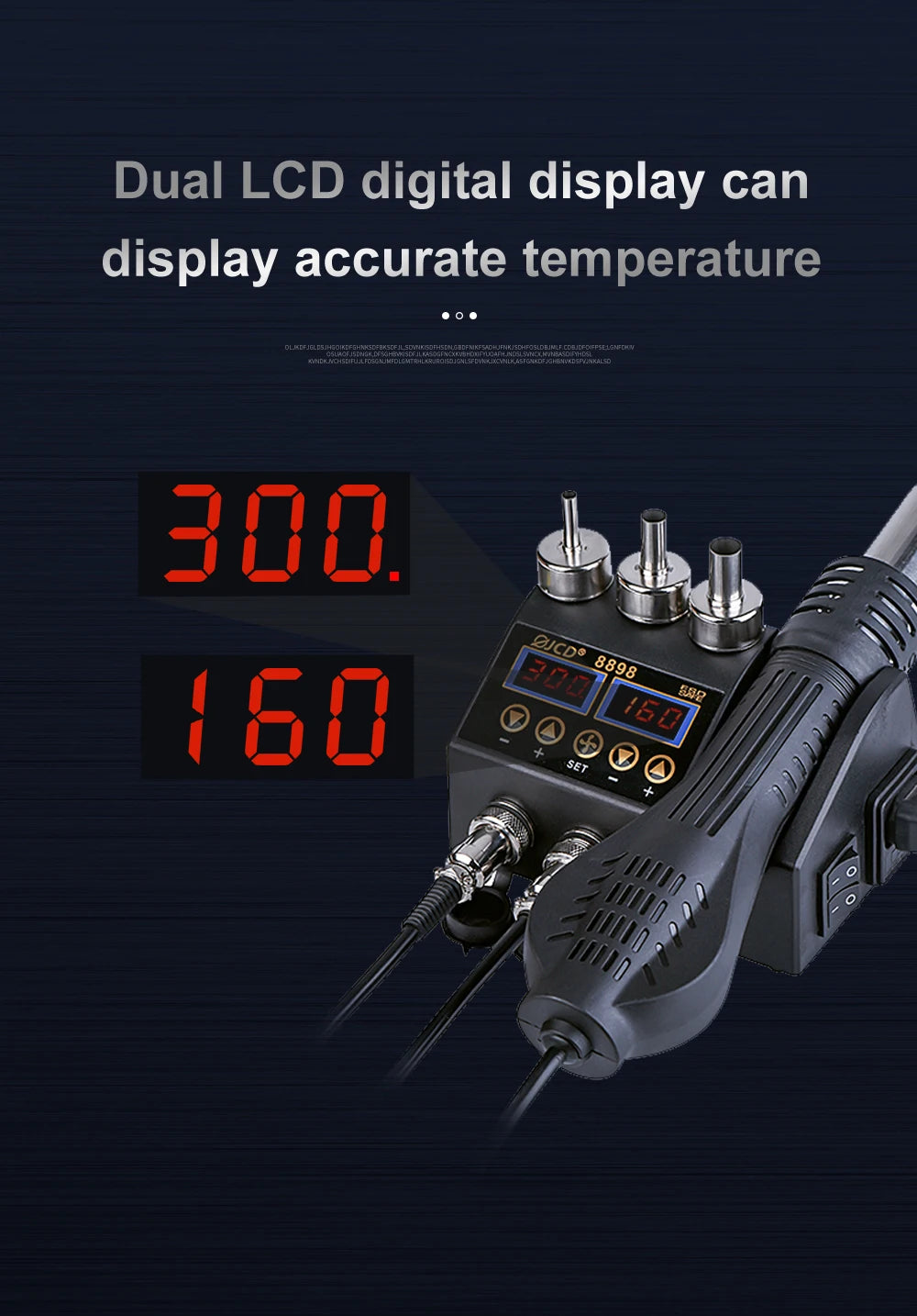 2-in-1 750W Soldering & Rework Station – LCD Digital Display