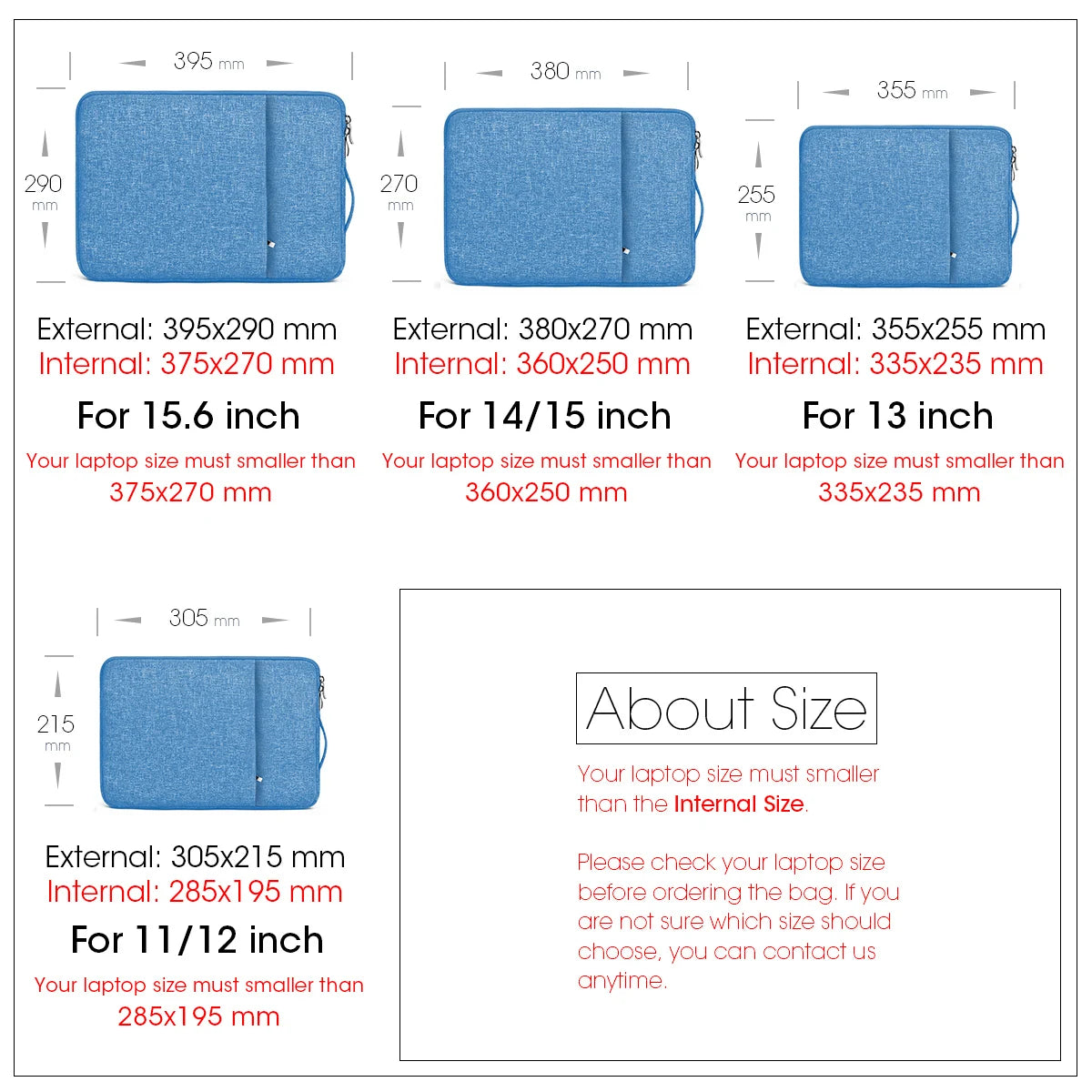 Waterproof Canvas Laptop Sleeve – 11"-15.6", MacBook/Xiaomi/HP, 8 Colors