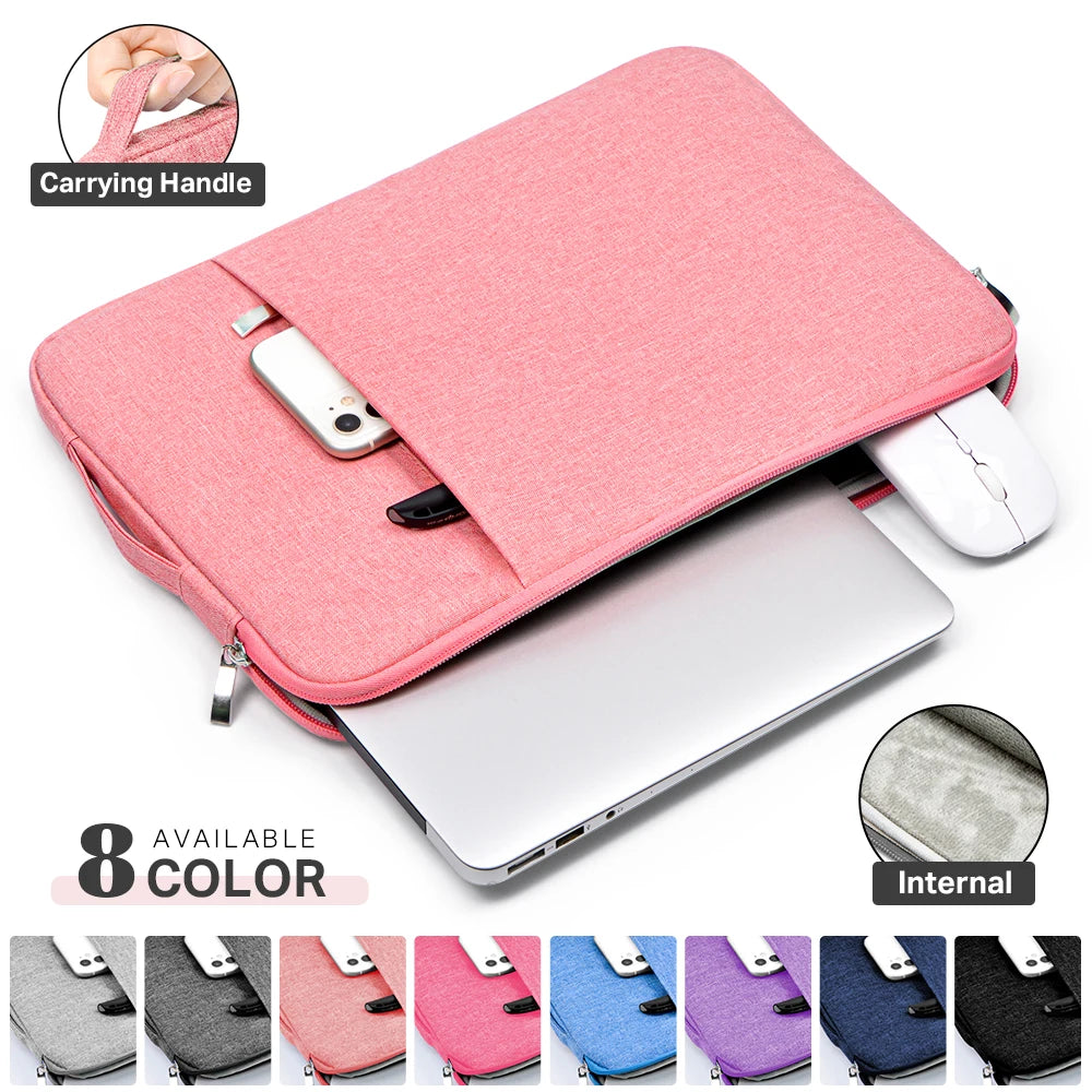 Waterproof Canvas Laptop Sleeve – 11"-15.6", MacBook/Xiaomi/HP, 8 Colors