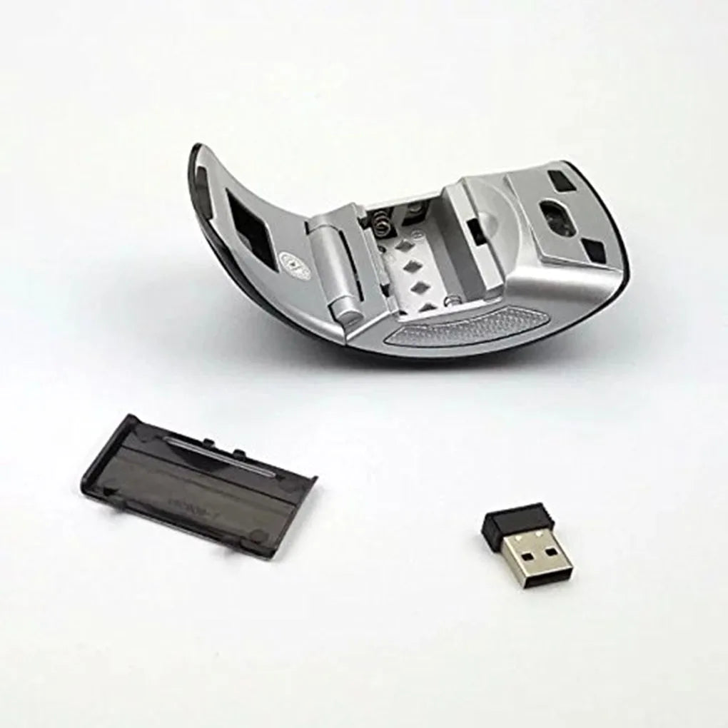 Wireless folding mouse by R.E.D. Shopping, portable foldable computer mouse for PC, laptop, and office use, shown folded and open.