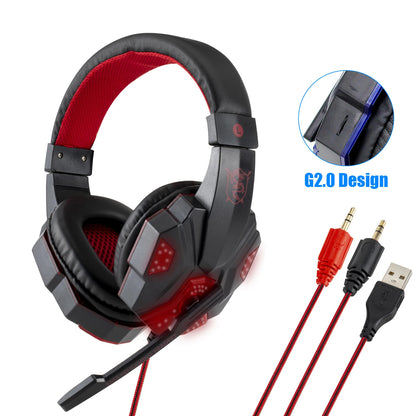 LED Gaming Headset with Microphone – Wired, Bass Stereo for PC, PS4, PS5 & Xbox