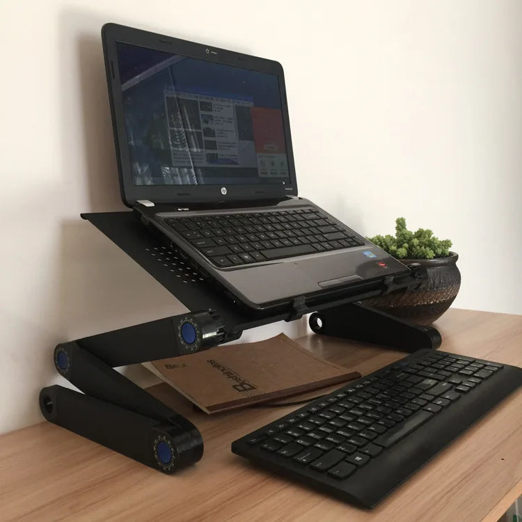 Adjustable Laptop Desk Stand with Cooling Fan – Ergonomic Lapdesk for Bed & Sofa