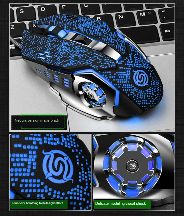 YTOM Viper Q5 Wired Gaming Mouse – 6 Buttons, 4-Grade DPI 1200–3200, Ambidextrous, CE Certified