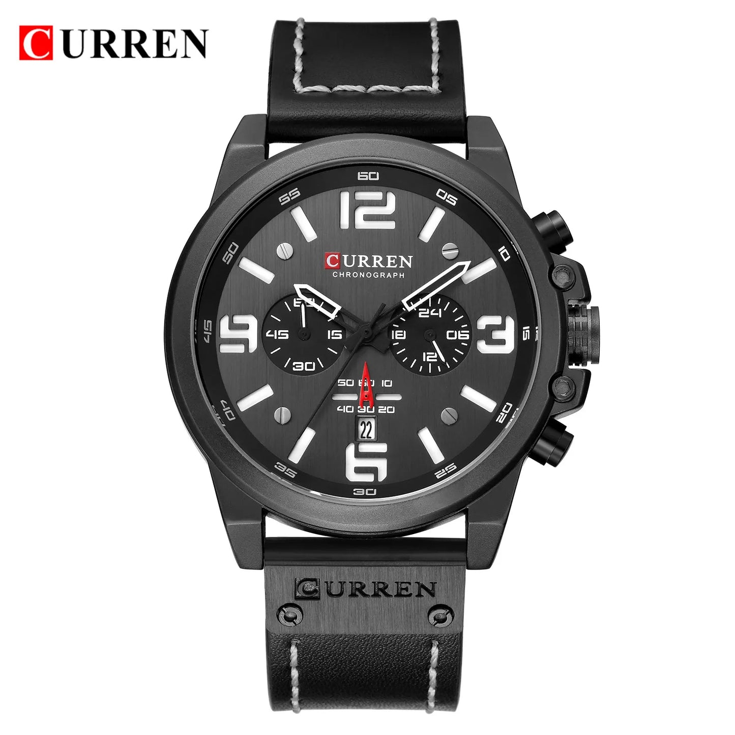 CURREN Men's Luxury Sport Chronograph Watch – Waterproof, Military, Genuine Leather, Quartz