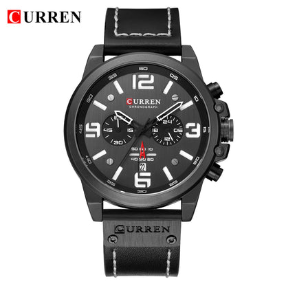 CURREN Men's Luxury Sport Chronograph Watch – Waterproof, Military, Genuine Leather, Quartz