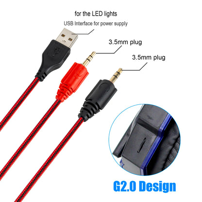LED Gaming Headset with Microphone – Wired, Bass Stereo for PC, PS4, PS5 & Xbox