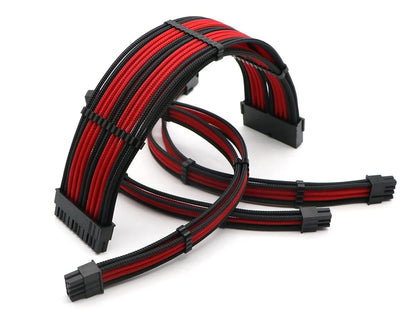 ATX Power Extension Cable Kit – 180° Sleeved, 24-Pin, CPU 4+4 Pin, GPU 6+2 Pin, 30cm, Custom Color