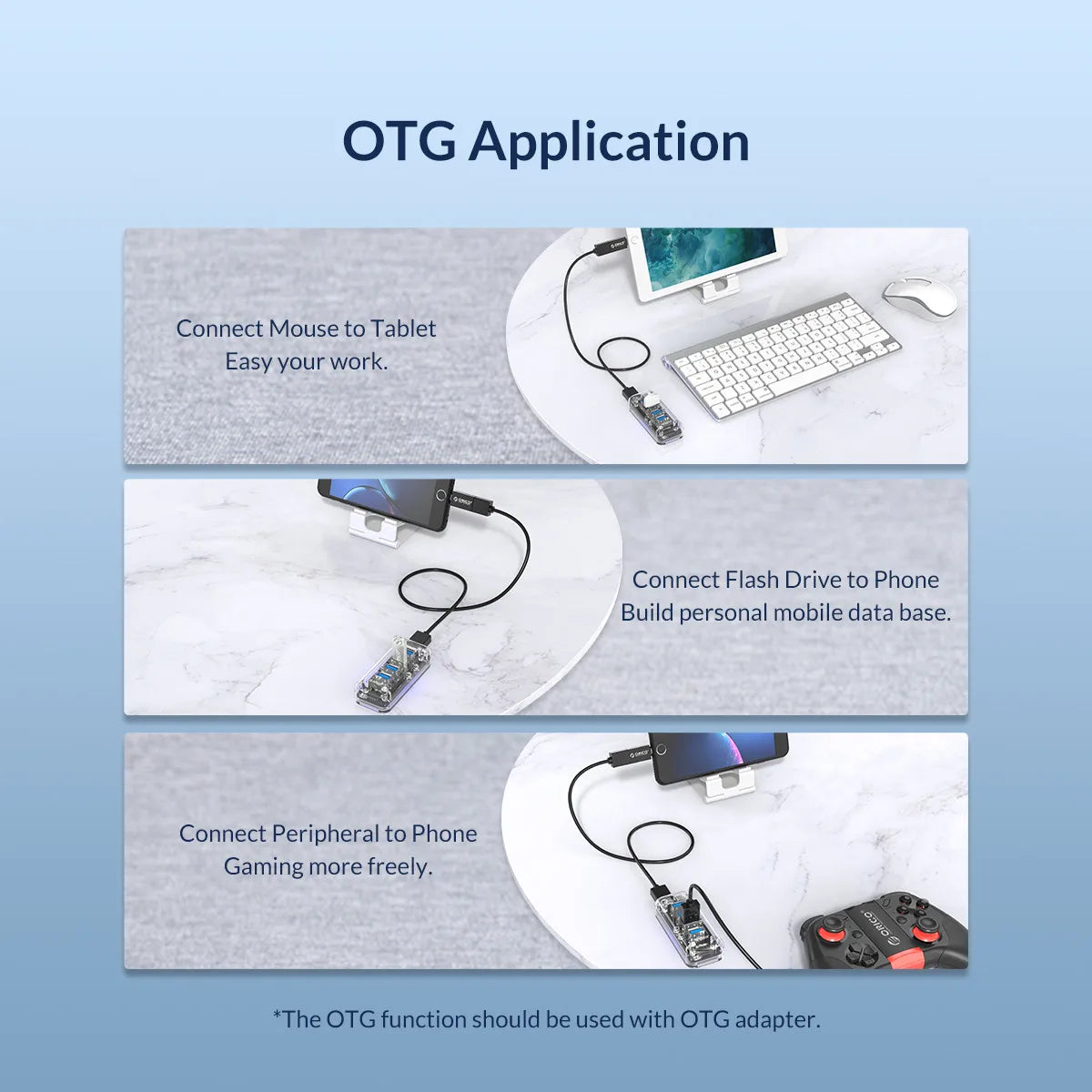 ORICO USB 3.0 Hub – 4 & 7 Port Splitter, Ultra-Slim, OTG, 5Gbps | MacBook & PC Compatible