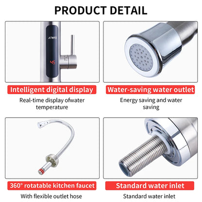 ATWFS 220V Instant Electric Water Heater Faucet – Stainless Steel