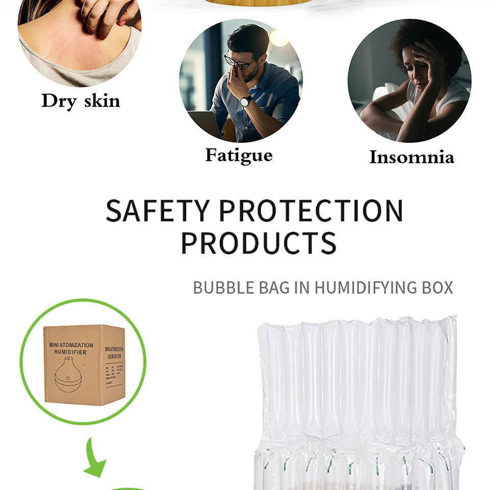 300ml Ultrasonic Humidifier & Aroma Diffuser | Essential Oil | Cool Mist | 7-Color LED | Wood Grain | Home & Office