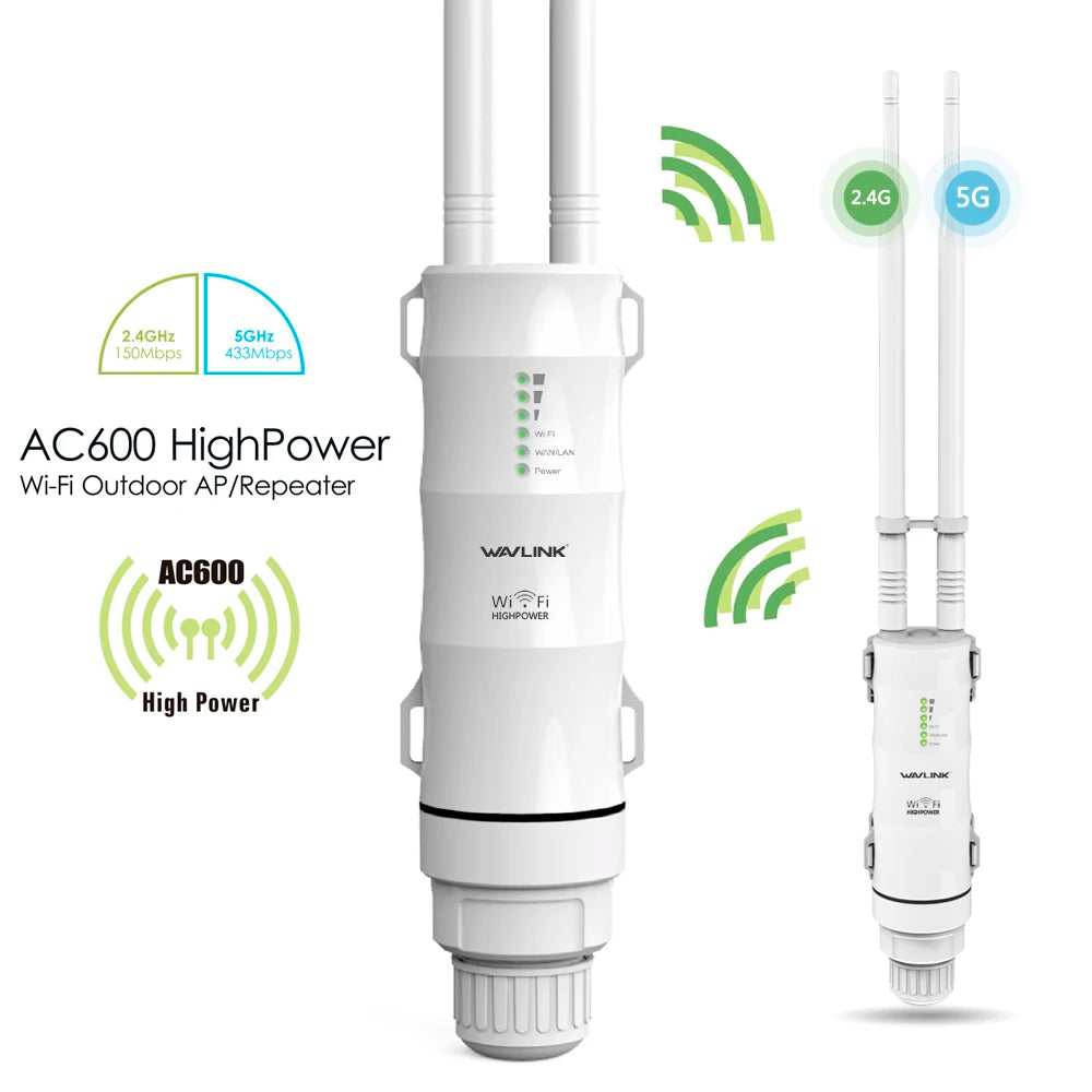 Wavlink AC1200 Outdoor WiFi Router / AP / Repeater | Dual Band 2.4G+5G | PoE | High Gain Antenna