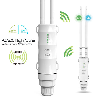 Wavlink AC1200 Outdoor WiFi Router / AP / Repeater | Dual Band 2.4G+5G | PoE | High Gain Antenna