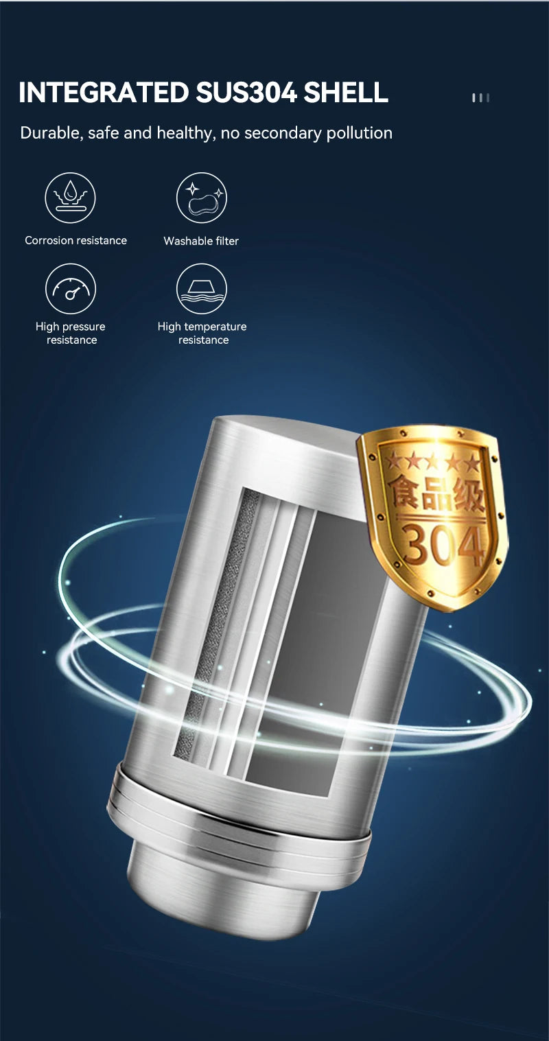 Wheelton Stainless Steel Faucet Water Filter – Activated Carbon Ceramic Purifier