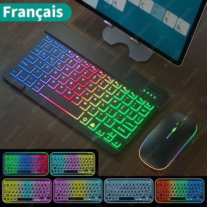 Wireless Bluetooth Keyboard with Rainbow Backlit – Tablet, iPad, Phone, Android, iOS, Windows