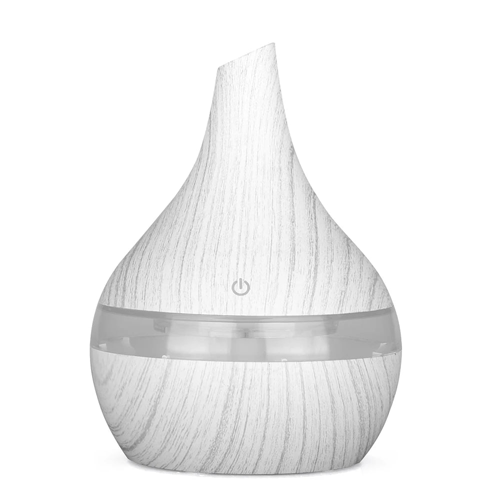 300ml Ultrasonic Humidifier & Aroma Diffuser | Essential Oil | Cool Mist | 7-Color LED | Wood Grain | Home & Office