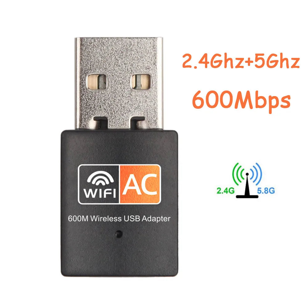 USB WiFi Adapter 600Mbps | Dual Band 2.4G+5G | AC600 Wireless Dongle for PC & Laptop | Windows & Mac