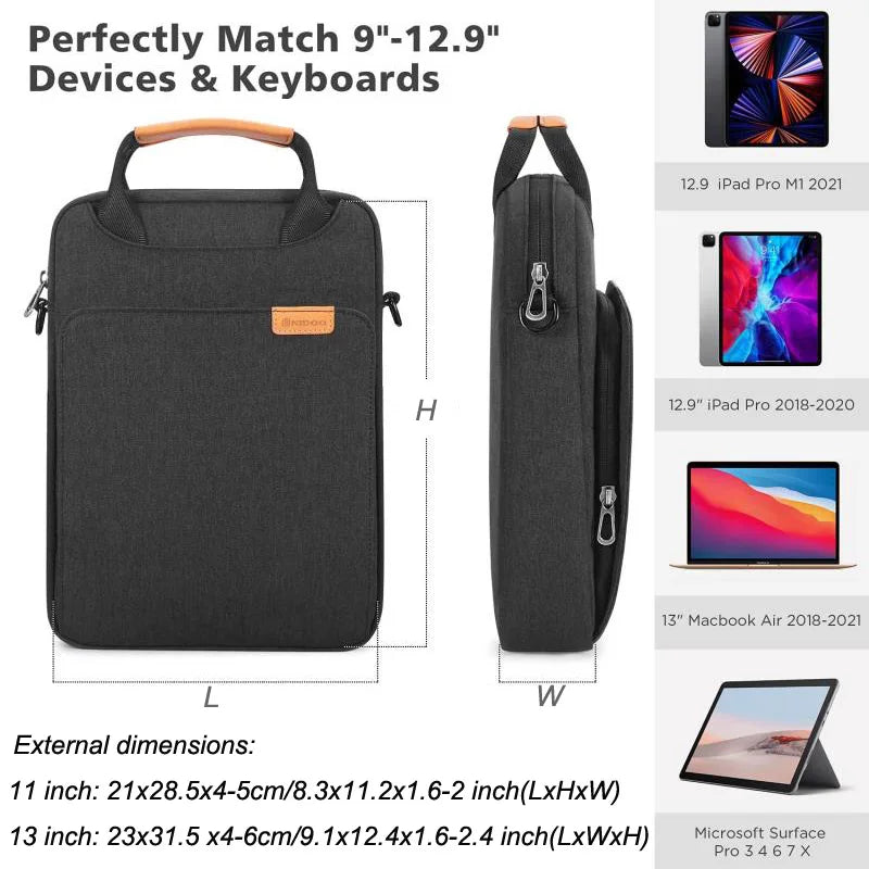 NIDOO Laptop Bag Sleeve – MacBook Air/Pro 13 M1, iPad Pro 12.9, Waterproof Shoulder Briefcase