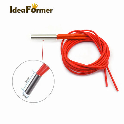 3D Printer Cartridge Heater – 12V/24V 40W, 6x20mm, 1m Cable – MK/Mendel/Reprap Extruder