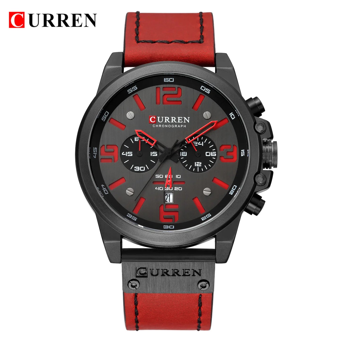 CURREN Men's Luxury Sport Chronograph Watch – Waterproof, Military, Genuine Leather, Quartz