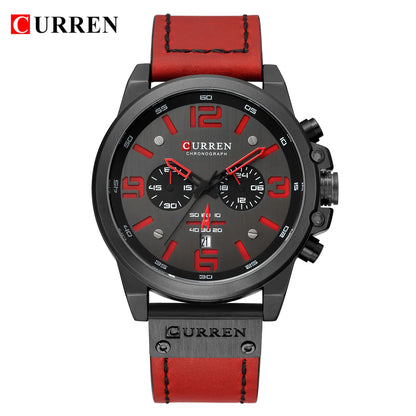 CURREN Men's Luxury Sport Chronograph Watch – Waterproof, Military, Genuine Leather, Quartz