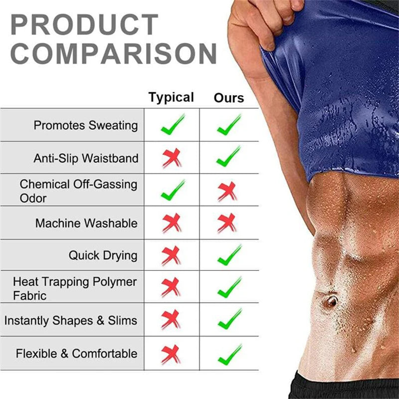 Neoprene sweat sauna vest by R.E.D. Shopping, a waist trainer and slimming body shaper for men and women, shown on a model.