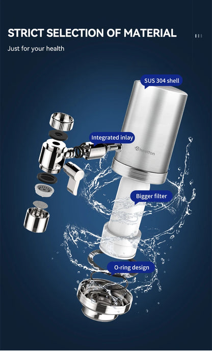 Wheelton Stainless Steel Faucet Water Filter – Activated Carbon Ceramic Purifier