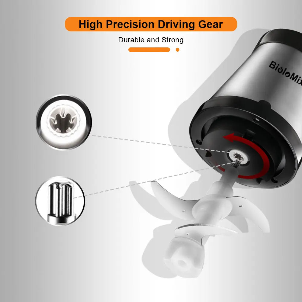 BioloMix 500W Electric Meat Grinder & Food Chopper – 2L Stainless Steel, 2 Speeds, Slicer | 110V / 220V