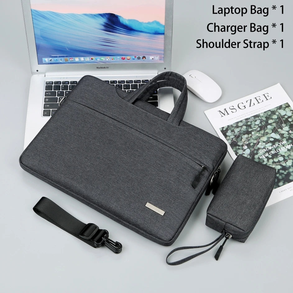 Laptop Shoulder Bag & Sleeve 12–15.6" — Briefcase for MacBook Air/Pro, Lenovo, Dell, Huawei