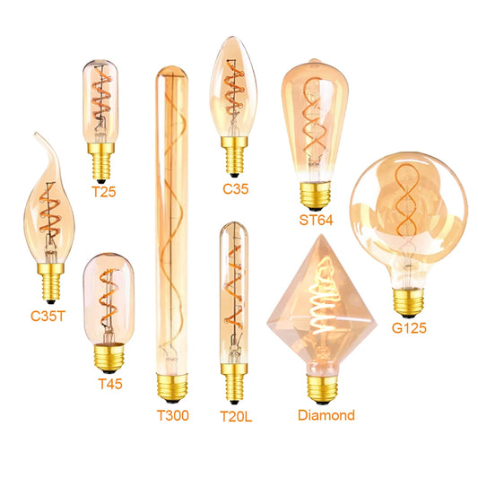 E14 / E27 LED Dimmable Filament Bulb – 4W 2200K Vintage Edison Lamp, 220V