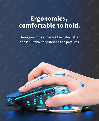 AIEACH Bluetooth Wireless Gaming Mouse – Rechargeable, RGB Backlight, E-Sports Style for PC