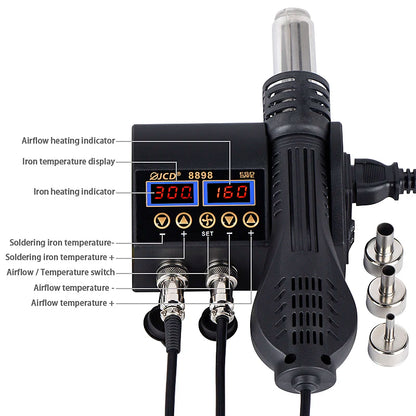 2-in-1 750W Soldering & Rework Station – LCD Digital Display
