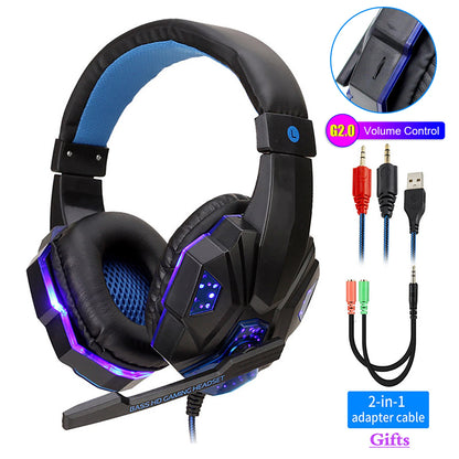 LED Gaming Headset with Microphone – Wired, Bass Stereo for PC, PS4, PS5 & Xbox