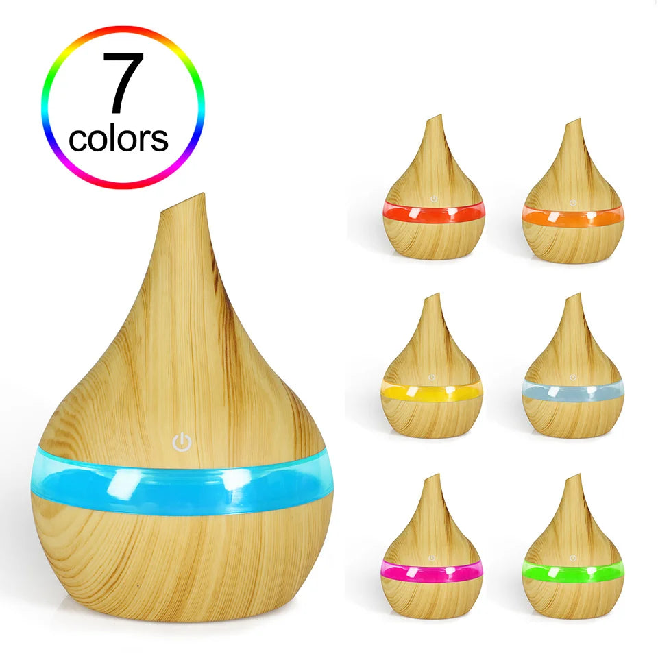 THANKSHARE 300ml Ultrasonic Aroma Diffuser & Humidifier | USB | Cool Mist | Wood Design