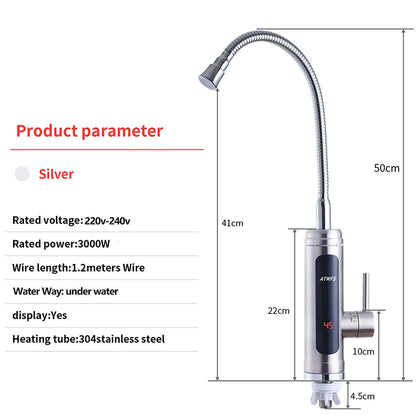 ATWFS 220V Instant Electric Water Heater Faucet – Stainless Steel