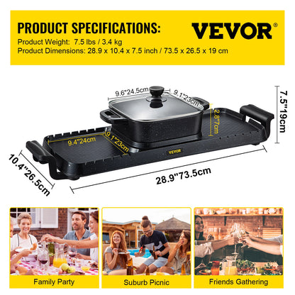 SucceBuy 2-in-1 Electric BBQ Grill & Hot Pot – Smokeless, Non-Stick, Detachable | Home Portable Barbecue